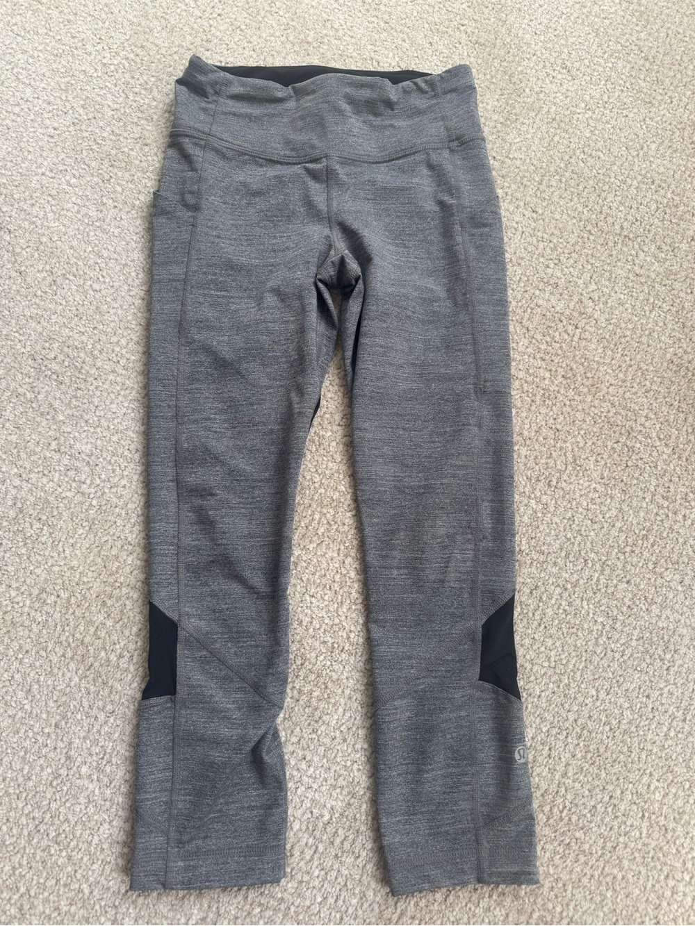 lululemon athletica Gray Capri Leggings with Black Panels